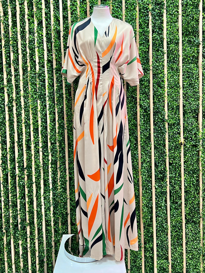Taupe Multi V Neck Jumpsuit