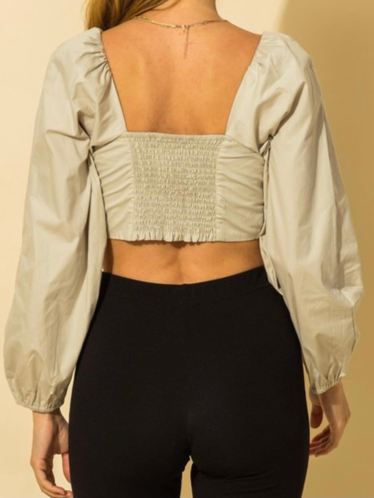 Long Puff Sleeve Crop Top