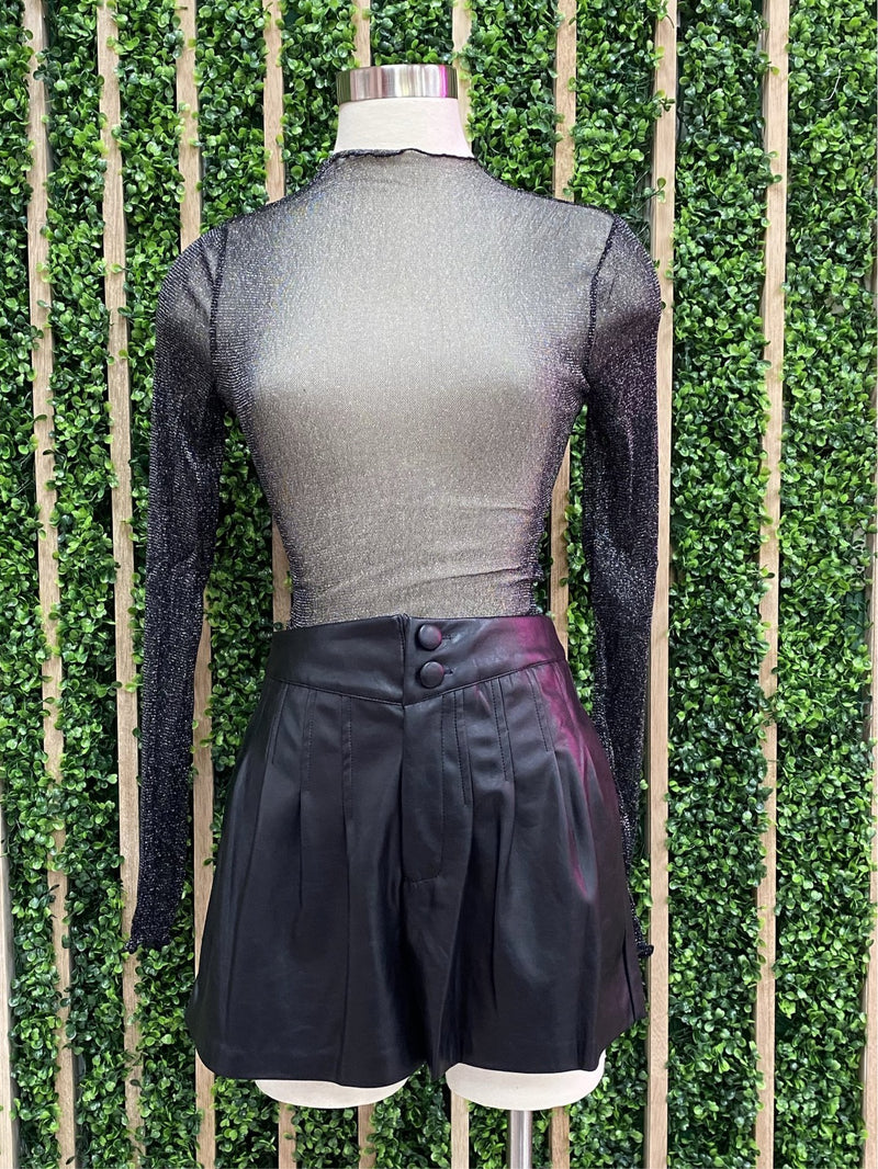 Leatherette Paperbag Shorts