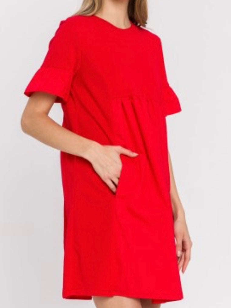 Flutter Sleeve Short Unique Basic Dress