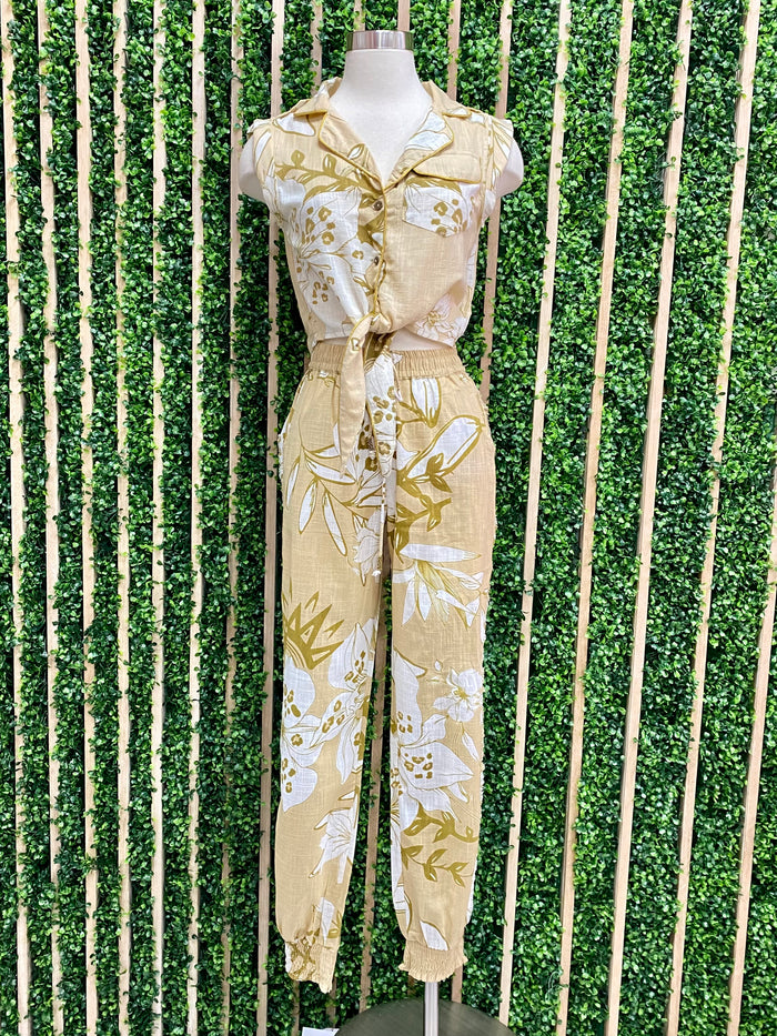 Exquisite Peach Tropical Pant Set