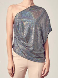 Iridescent One Shoulder Top