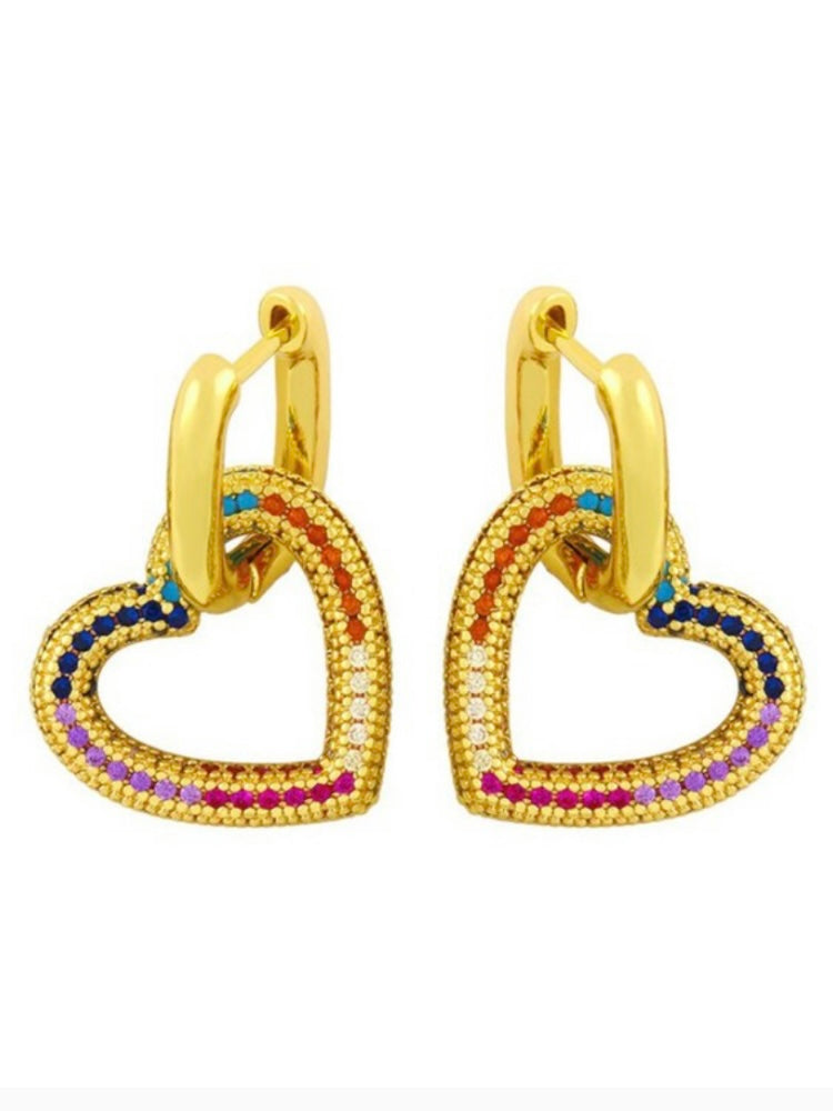 Multicolor Oval Drop Heart Eartings