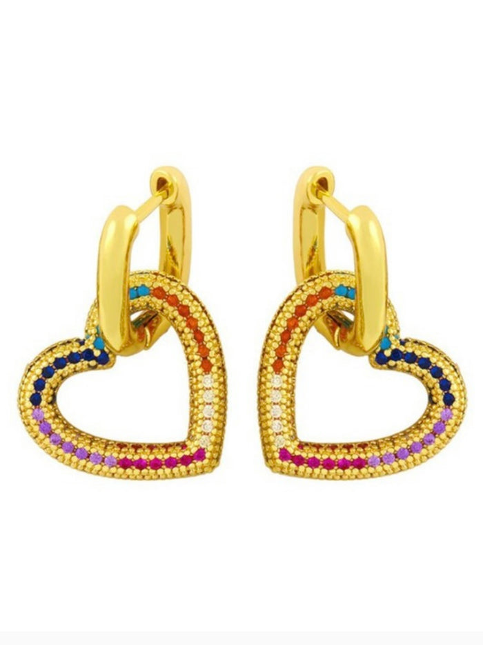 Multicolor Oval Drop Heart Eartings