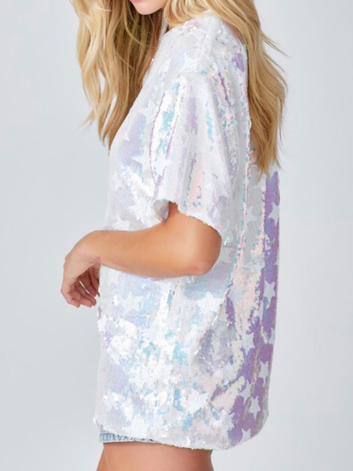Ivory Sequin Star Tee