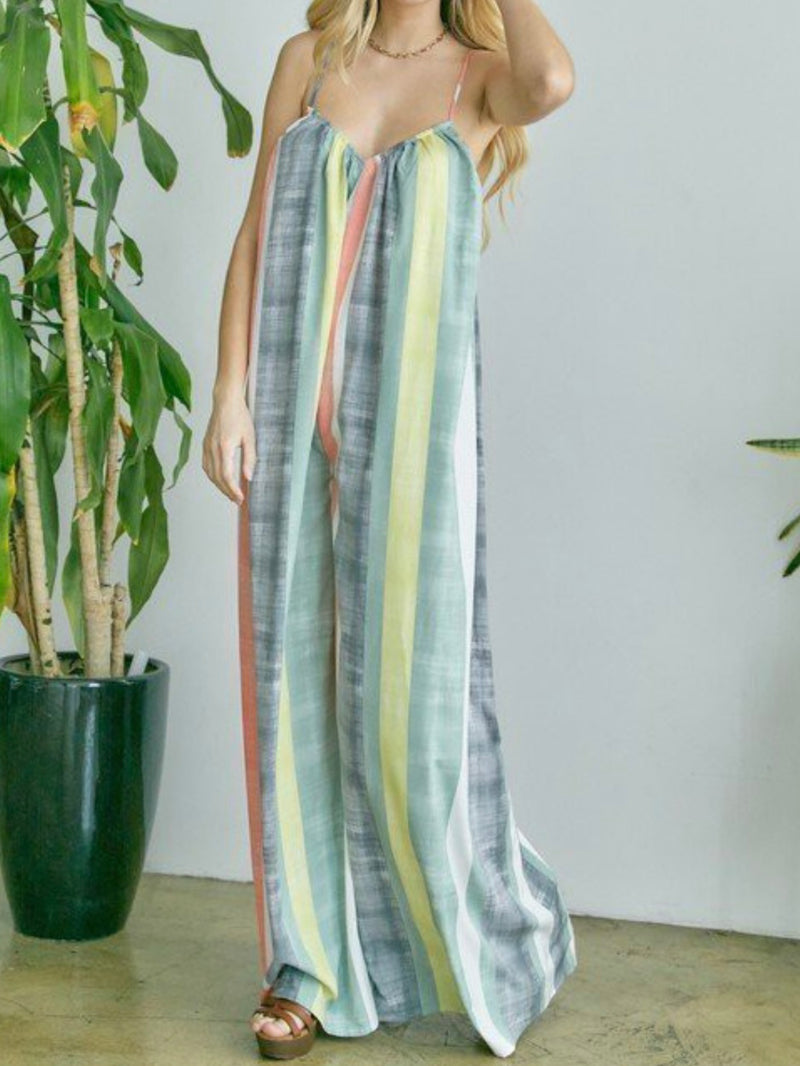 Multi Stripe Wide Leg Jumpsuit