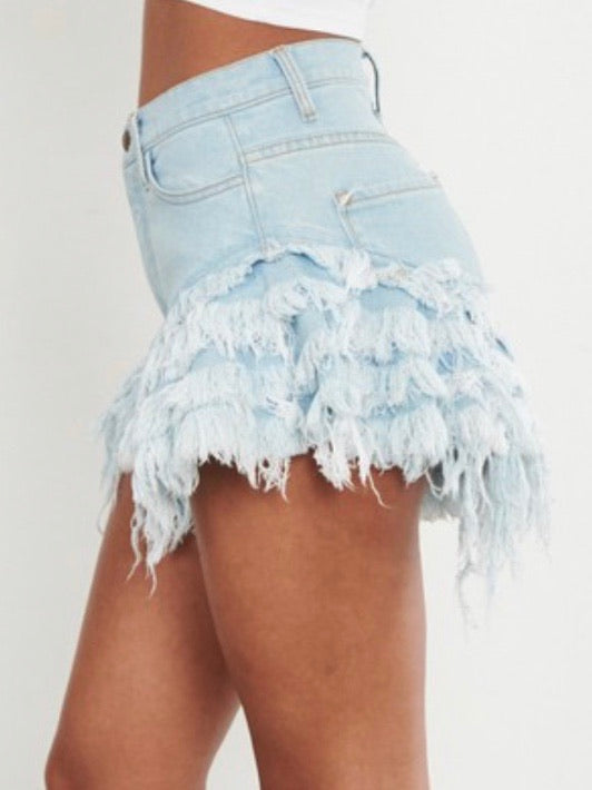 Ruffled Denim Short