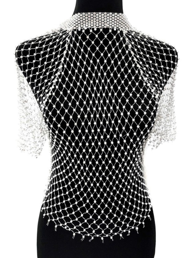 Rhinestone Net Coverup Top