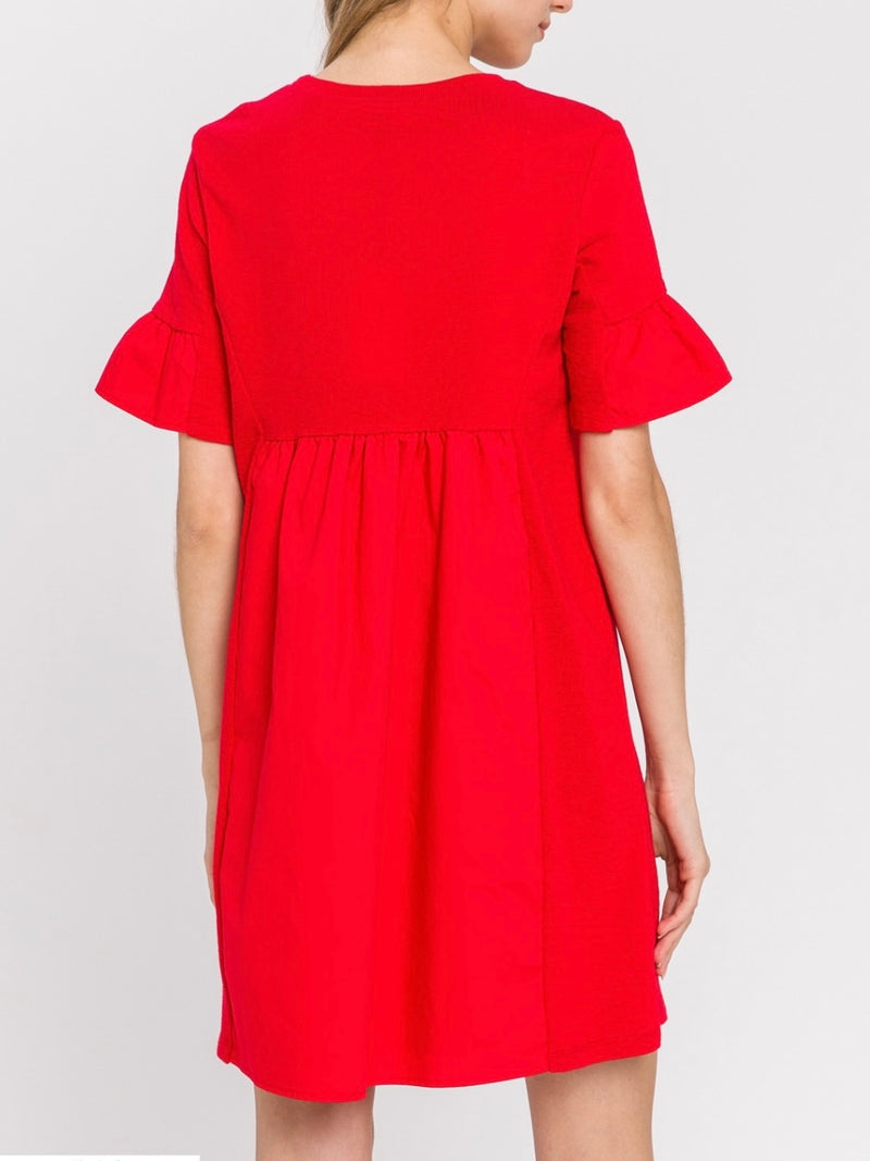Flutter Sleeve Short Unique Basic Dress