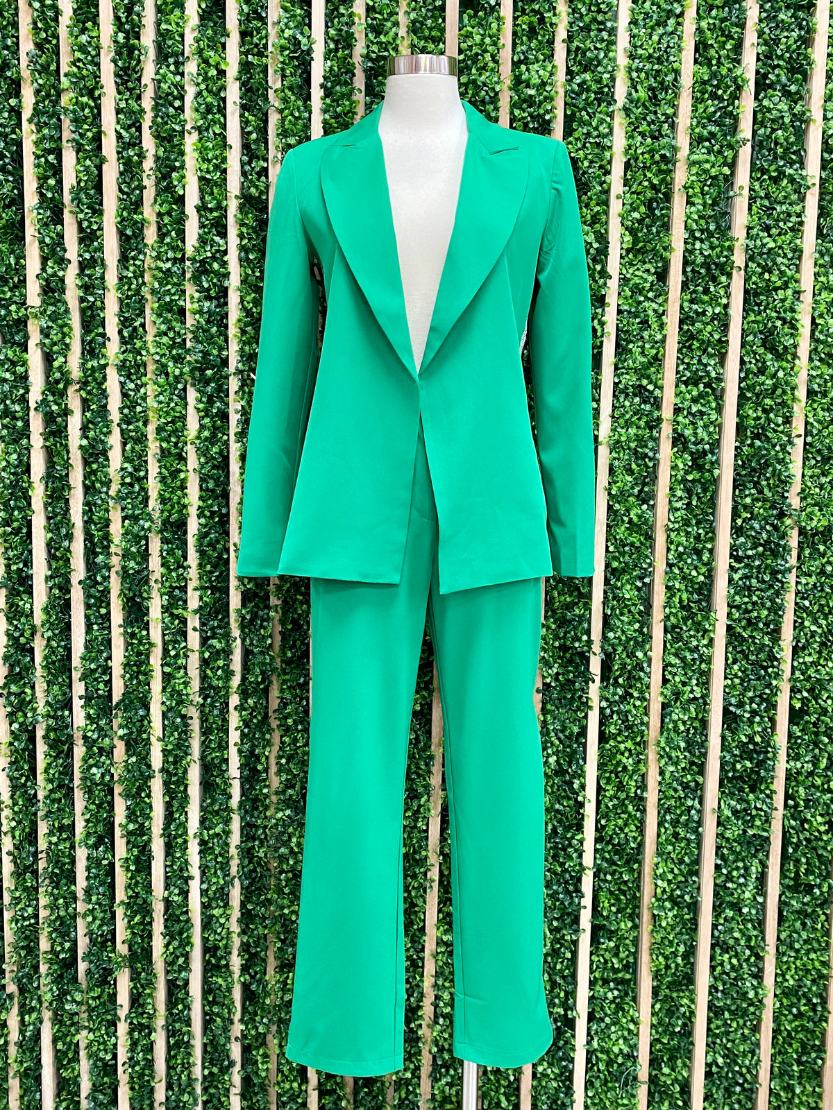 Rhinestone Trim Emerald Blazer