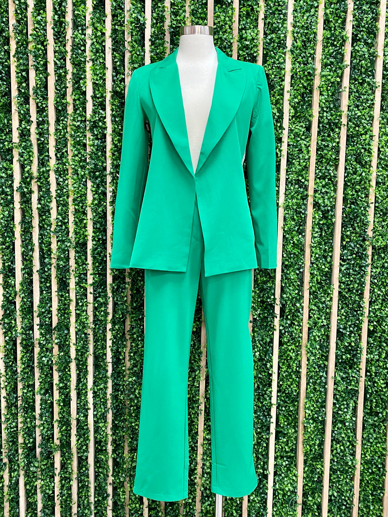 Rhinestone Trim Emerald Blazer