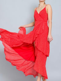 Red Print Tiered Maxi Dress