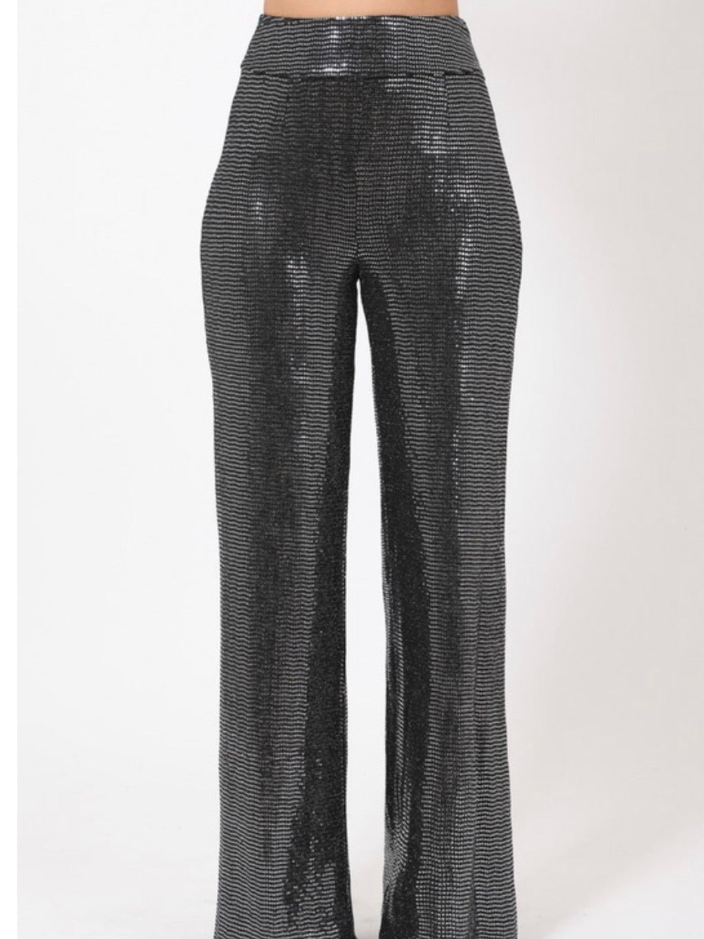 High waist Metallic Wide Leg Pant