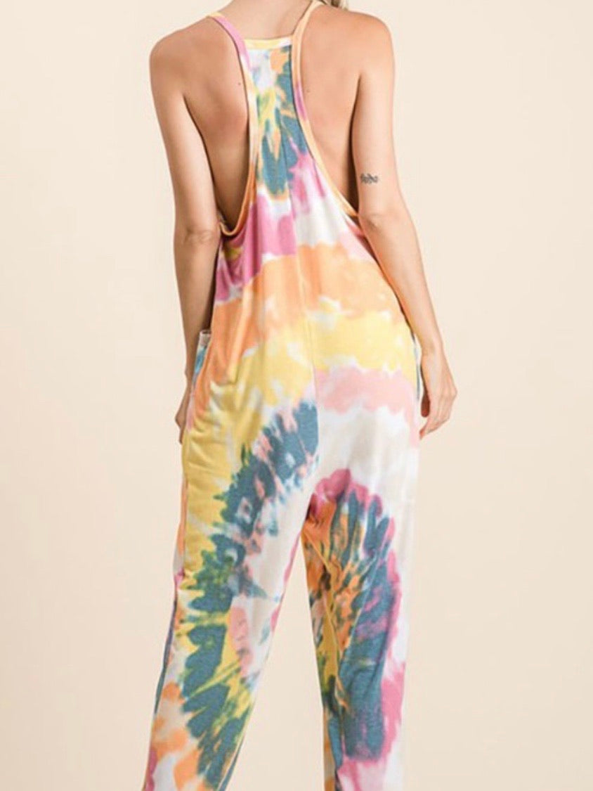 Tie Dye Knit Loose Jumpsuit