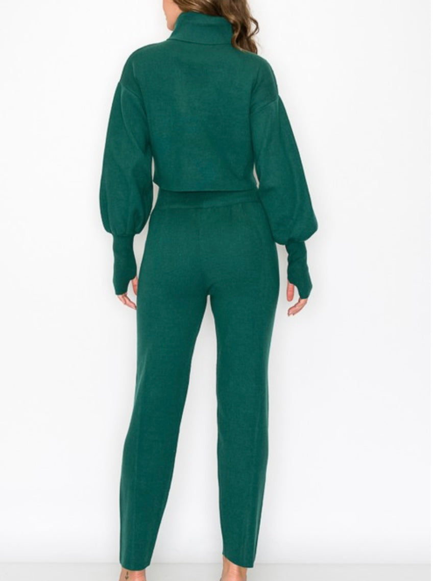 Hunter Green Knit Jogger Set