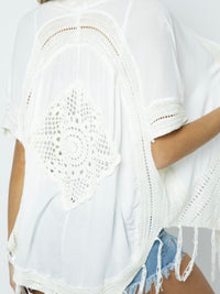 Crochet Detail Kimono Cardigan