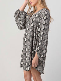 Snakeprint Balloon Sleeve Tunic Dress