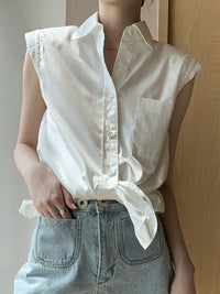 Padded Button Down Blouse