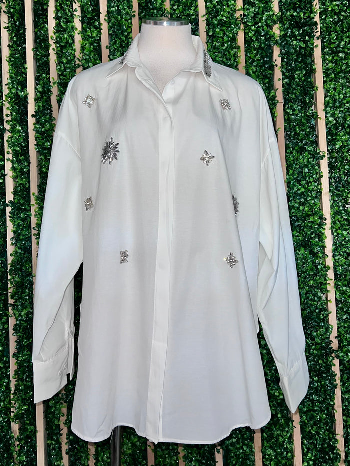 Rhinestone Applique Blouse
