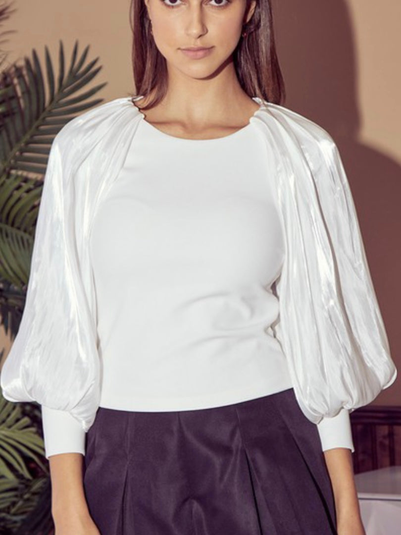 Satin Puff Sleeve Top