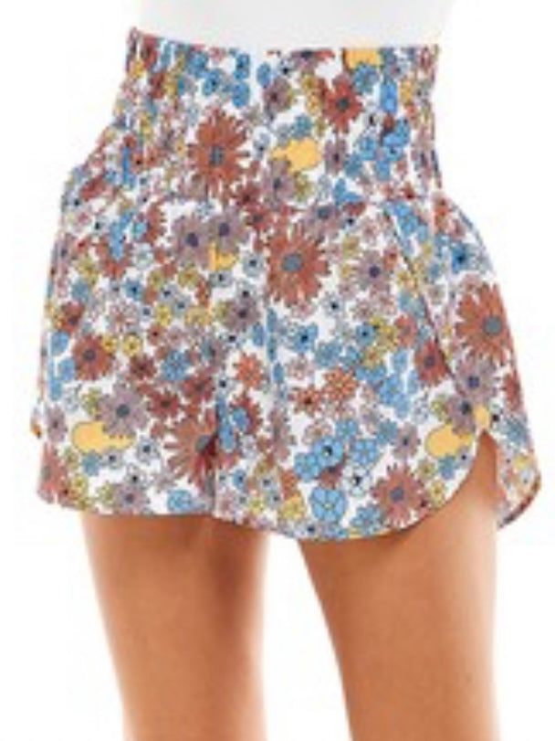 Blue Brown Floral Shorts