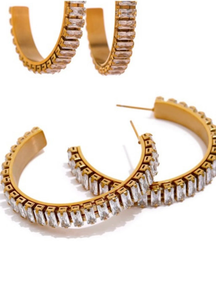Stainless Steel Cubic Zirconia Hoop