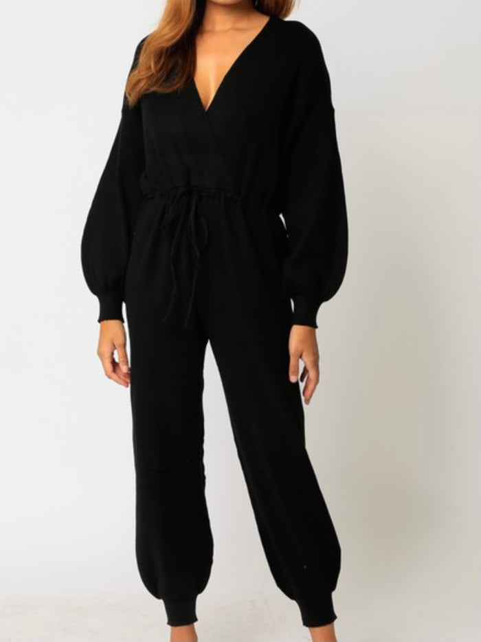 Black Sweater Jogger Jumpsuit