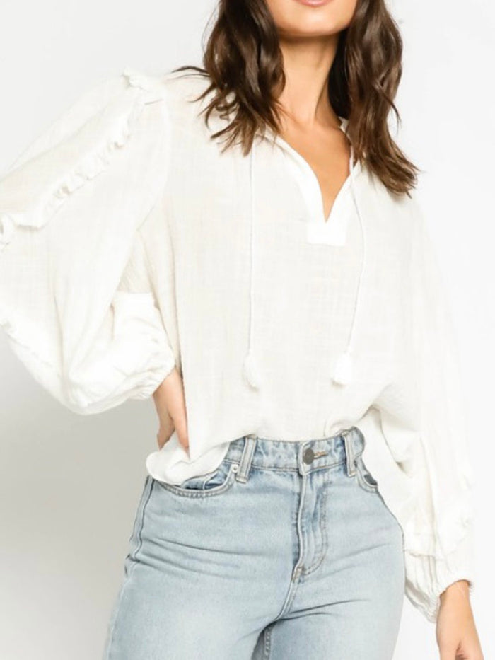Ruffle Sleeve Boho Top