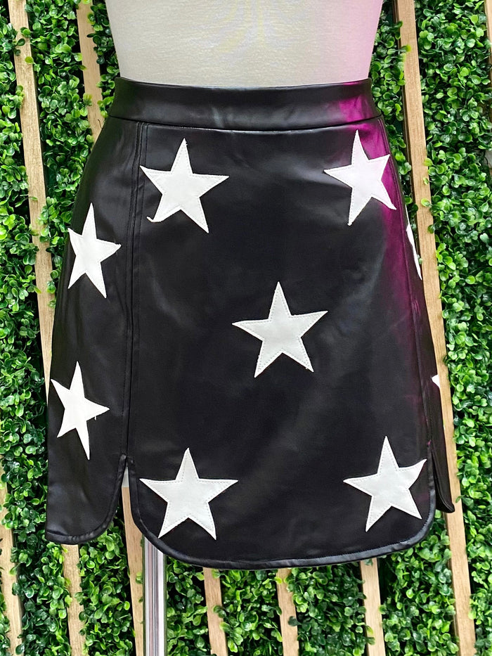 White Star Pleather Skirt