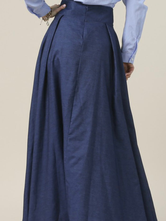 Denim High Waist Maxi Skirt