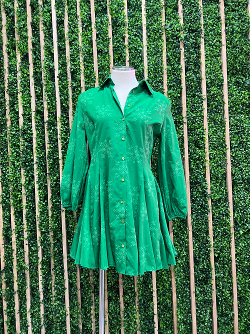 Green Print Short Dress