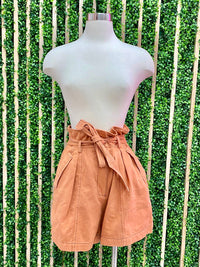 Contrast Stitch High Waist Shorts