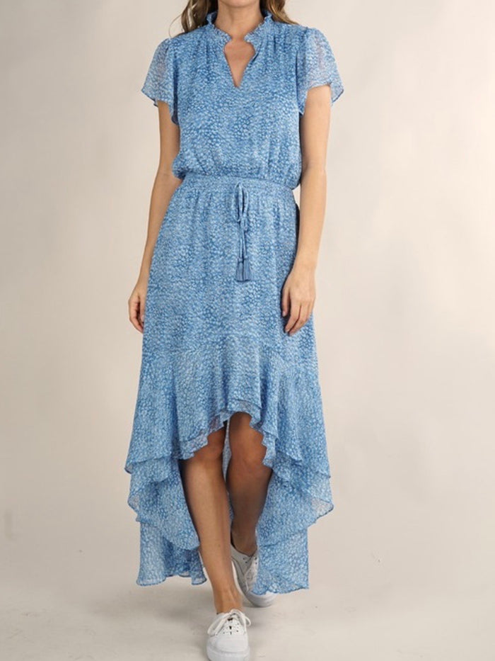 Blue Hi Low Boho Dress