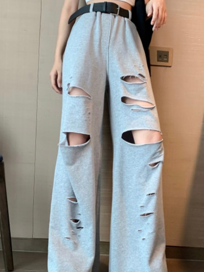 Distressed Sweat Pant Palazzos