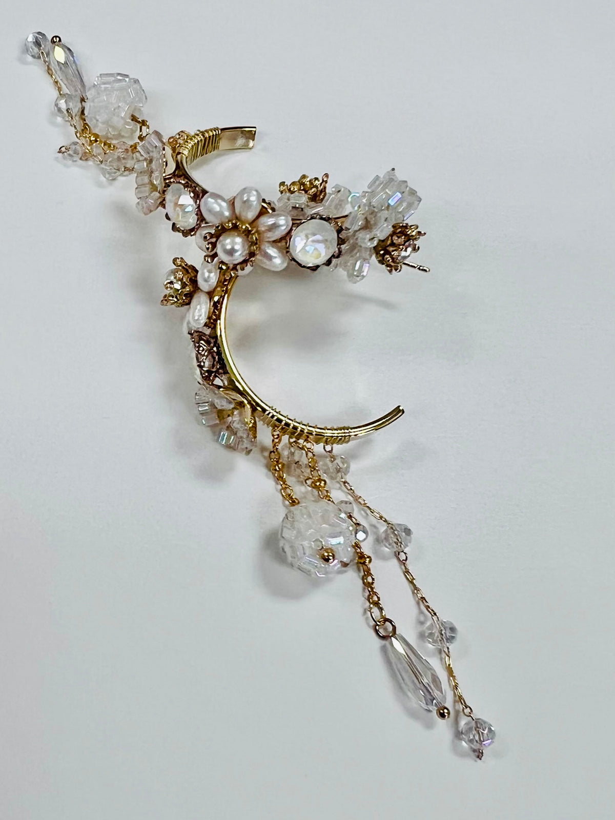 Pearl Crystal Detail Hoop Earrings