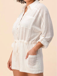 Textured Button Down Gauze Romper