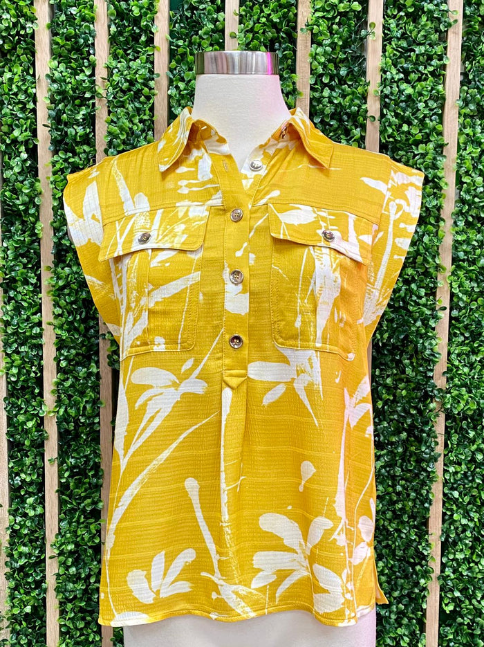 Exquisite Mustard Print Blouse