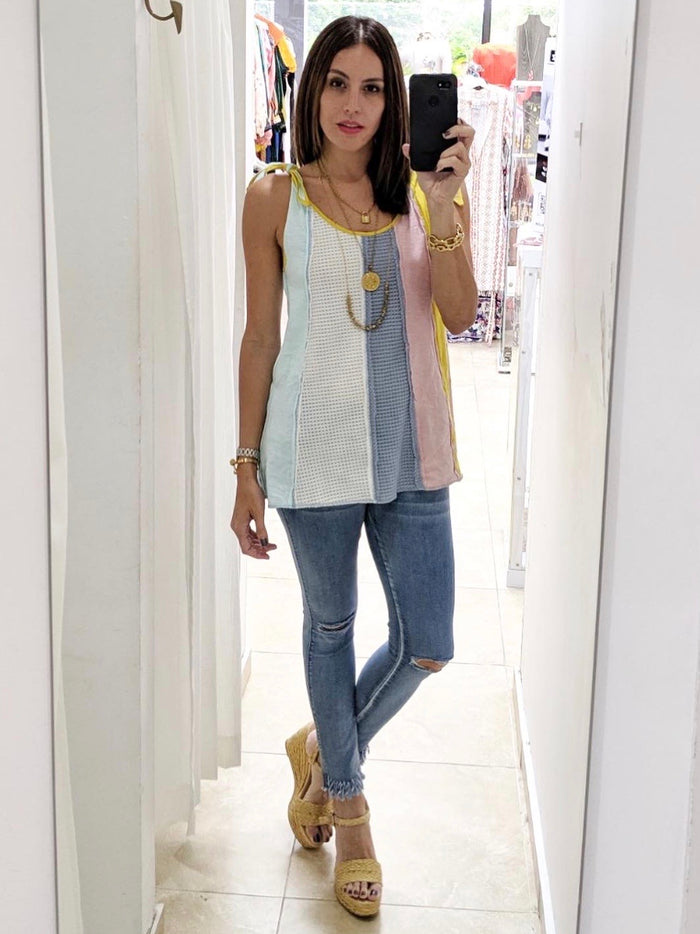 Mustard Reverse Stitch Tank Top