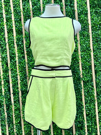 Piping Detail Linen Short Pant Set