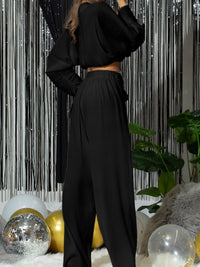 Black Pleated Wide Leg Pants