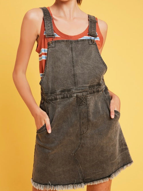 Charcoal Distressed Skirt OVerall