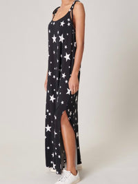 Black Star Print Maxi Dress