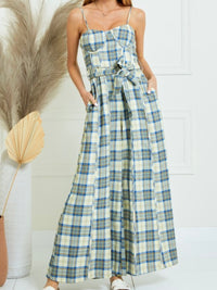 Plaid Strapless Bustier Jumpsuit