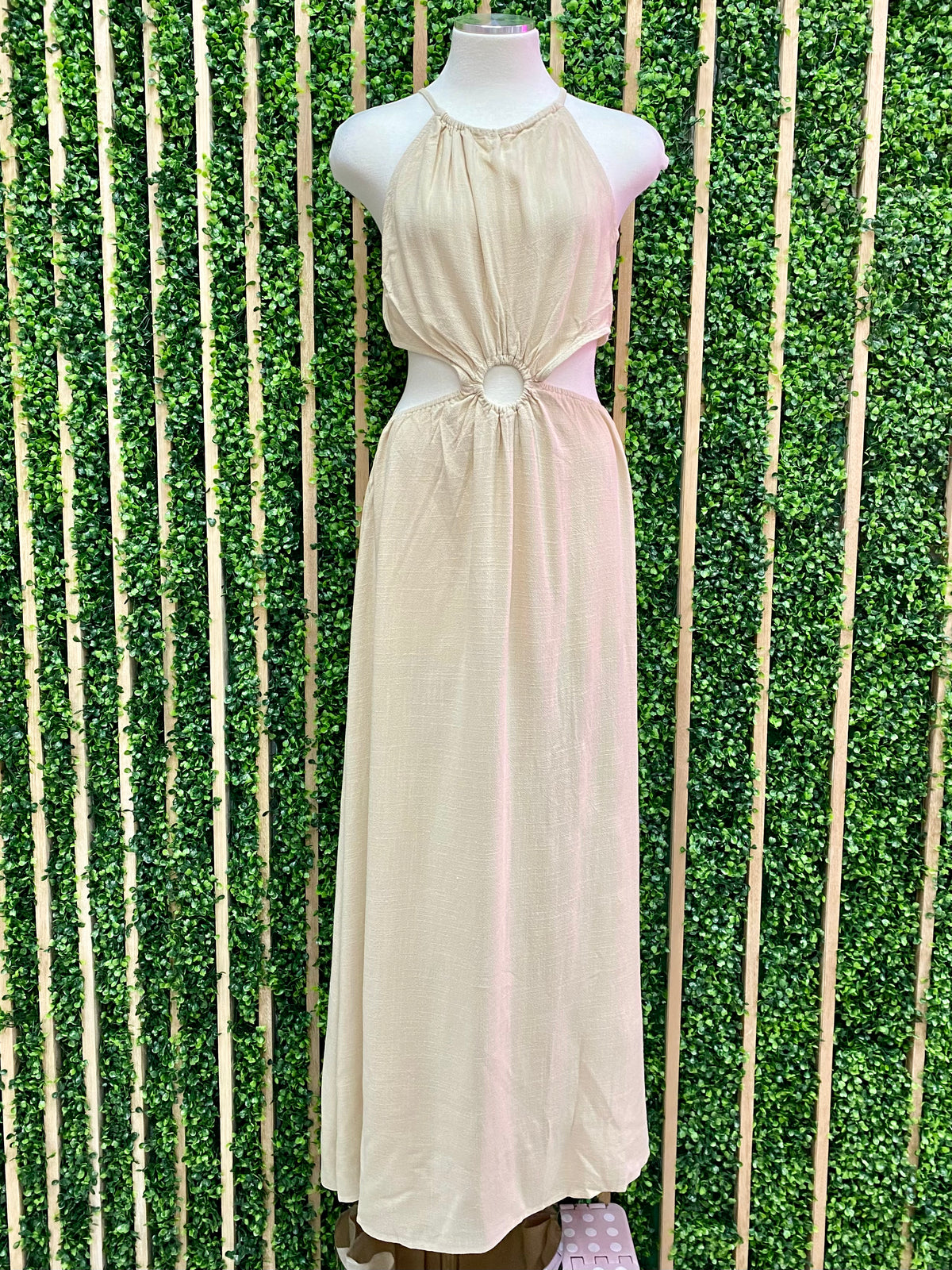 Taupe Linen Maxi Dress