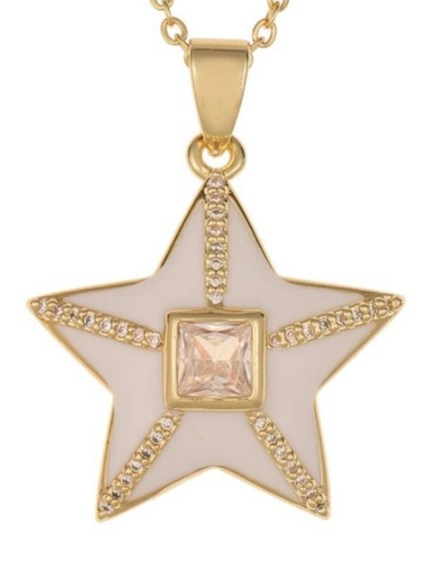 Zirconia Studded Star Necklace