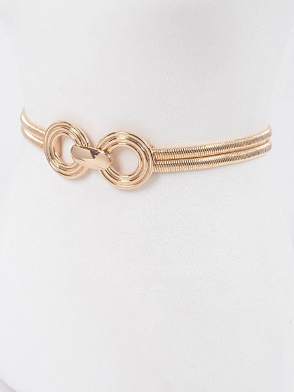 Textured Double Circles Metal Stretch Belt