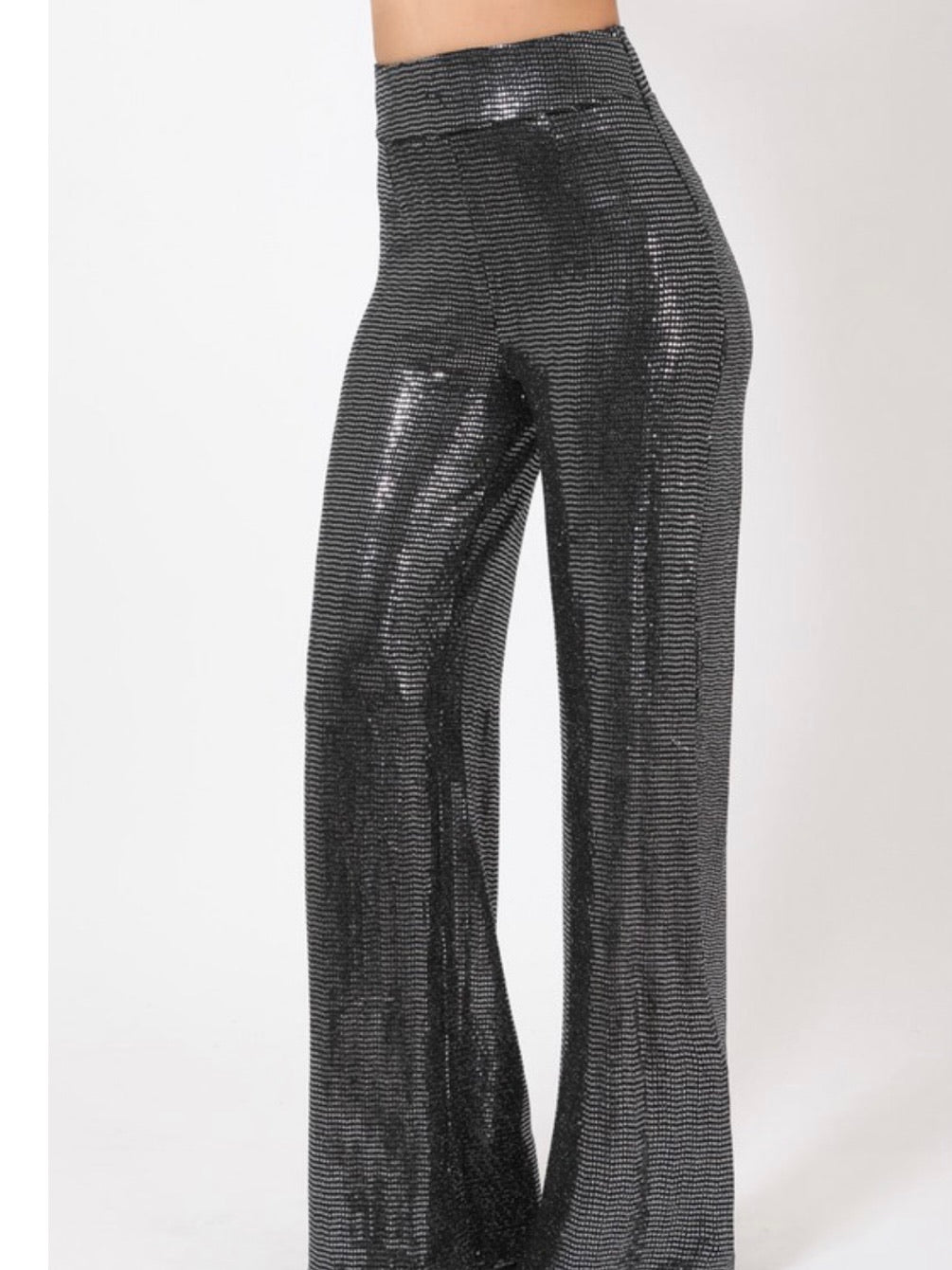 High waist Metallic Wide Leg Pant