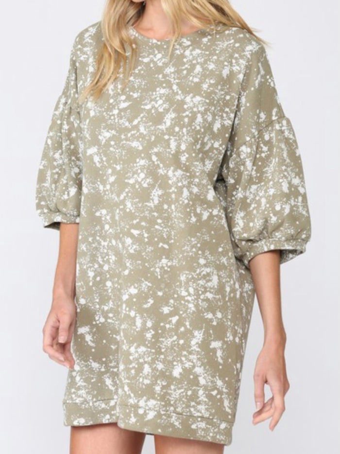 Sage Splatter Terry Dress