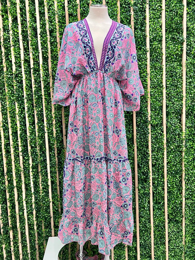 Boho Kimono Sleeve Maxi