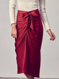 Elegant Front Tie Midi Skirt
